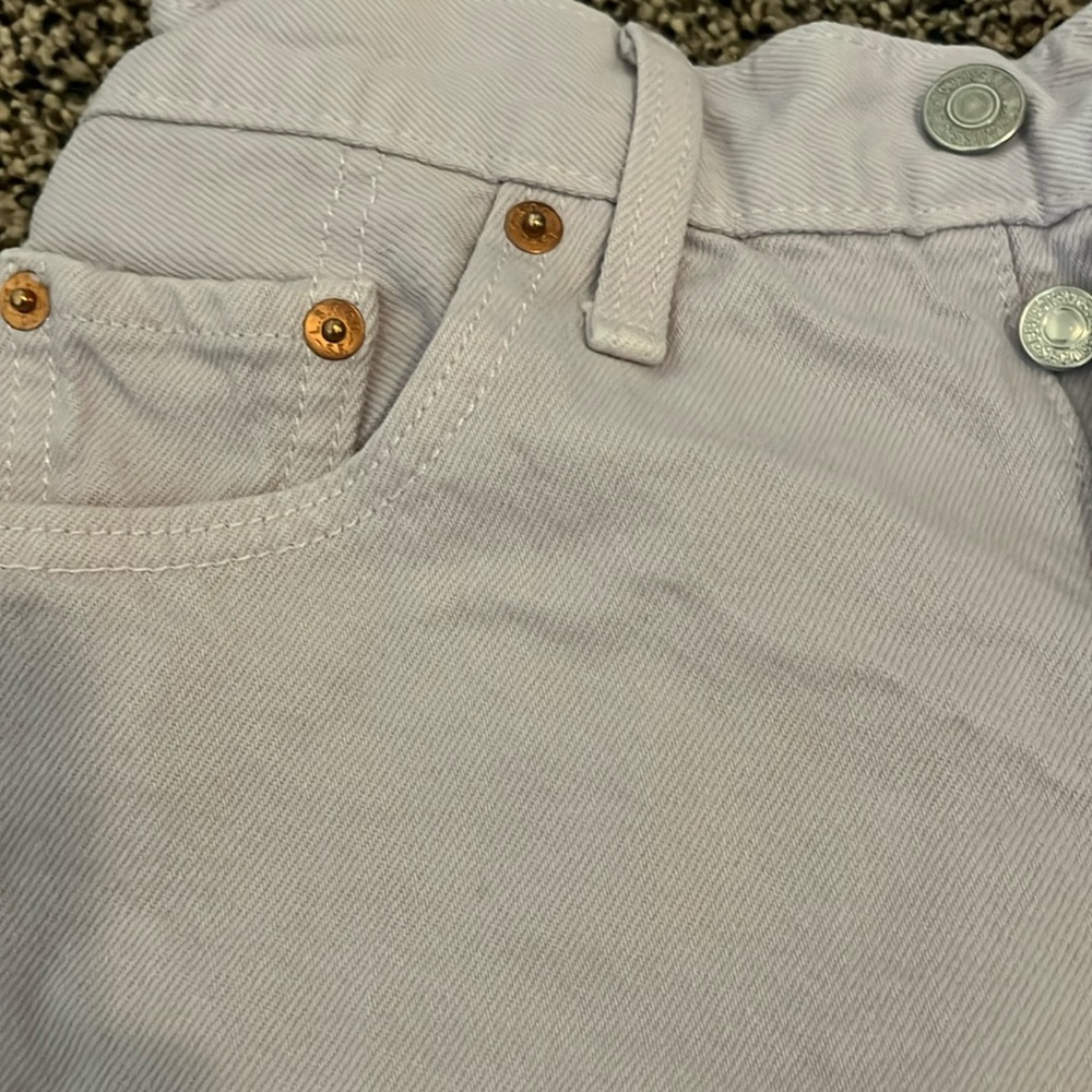 Levi’s button fly 501 purple shorts